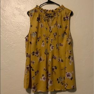 YELLOW FLORAL CHALLIS PINTUCK TANK